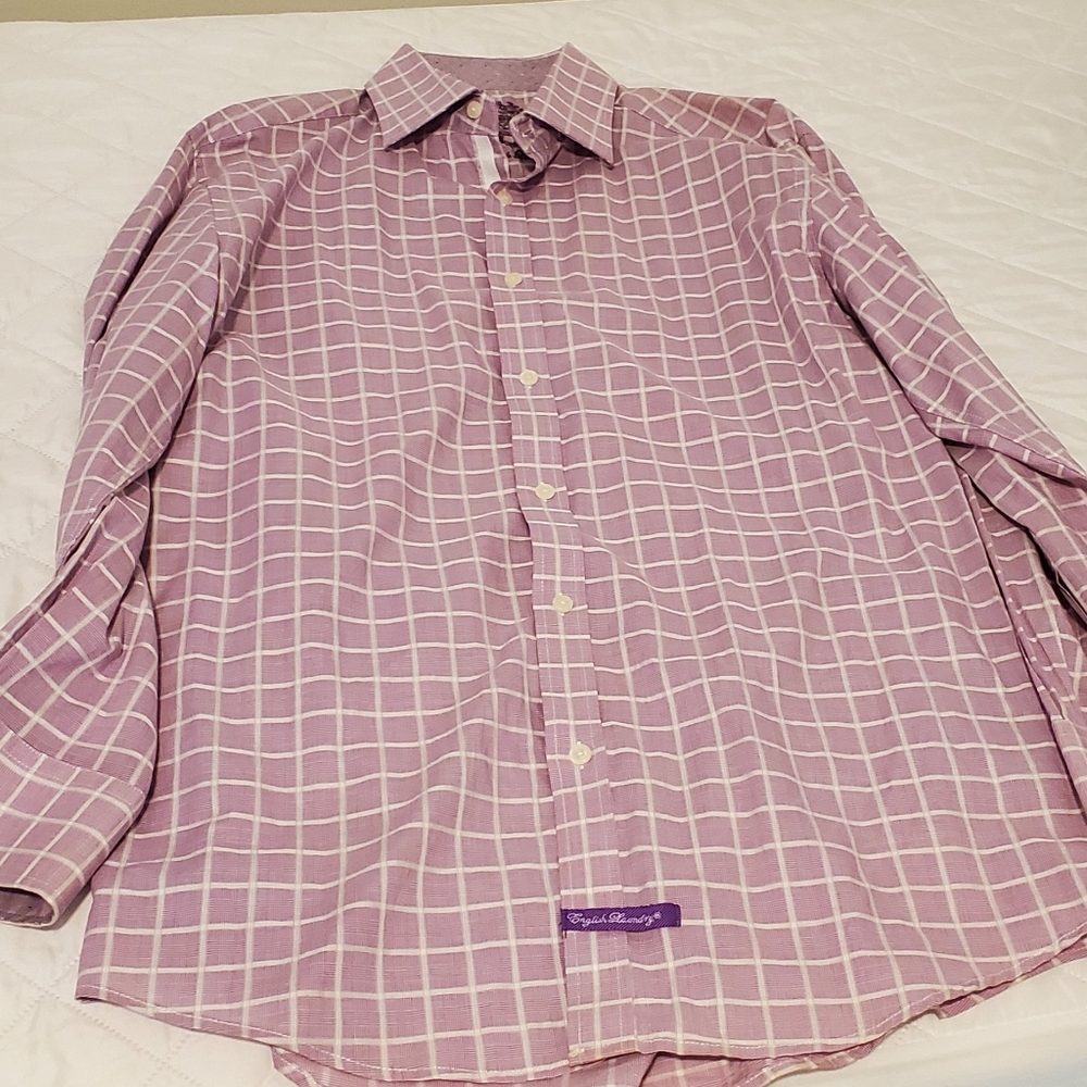 English Laundry Size 15 1/2 32-33 Button Up Shirt Purple